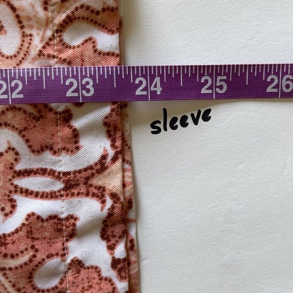 LC Lauren Conrad Blouse White Coral Damask Bow Tie Bell Sleeves Size XL - Picture 8 of 12